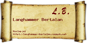 Langhammer Bertalan névjegykártya